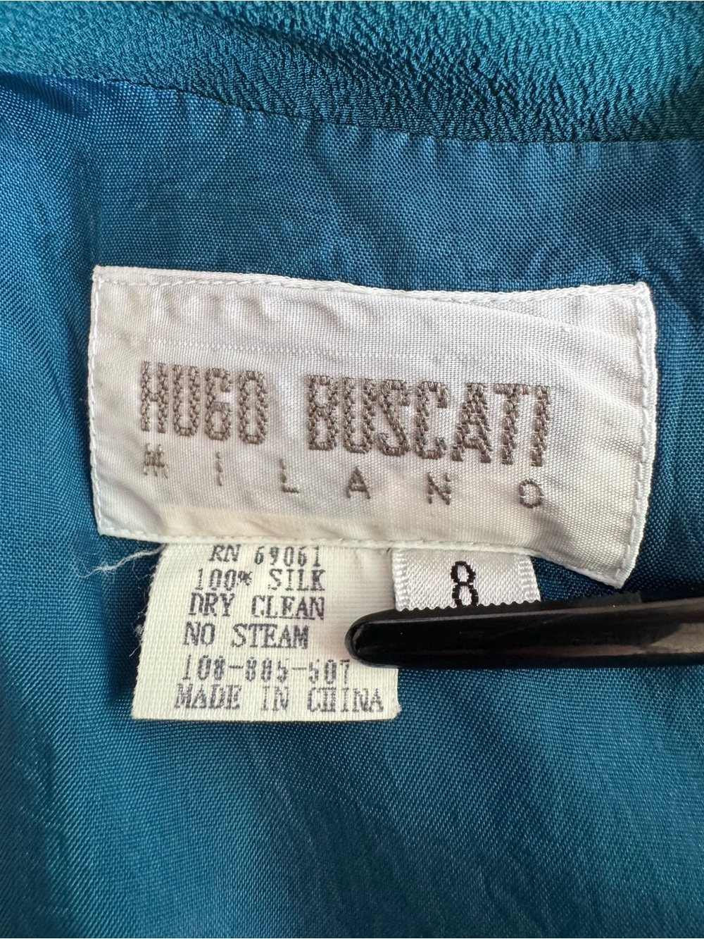 Hugo Buscati Teal Silk Sheath Dress - Picture 5 of 8
